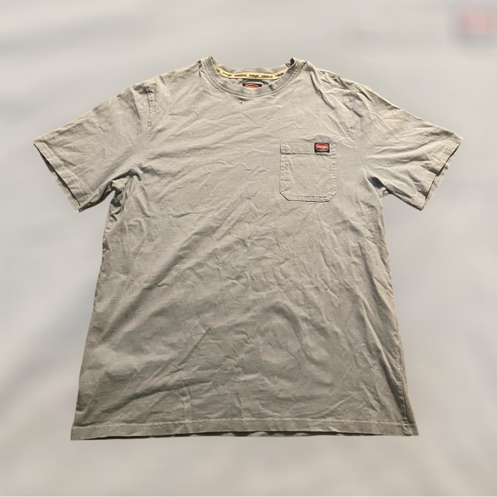 Wrangler Workwear Heavyweight Pocket Crew Work Light Blue T-Shirt Short Sleeve L
